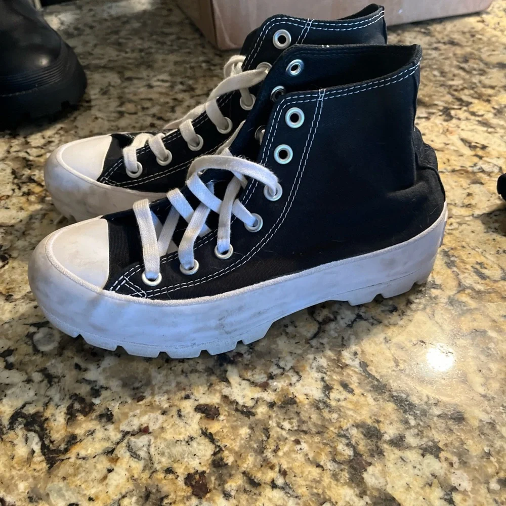 Converse women’s Black and White High-Top Sneakers - Picture 4 of 7